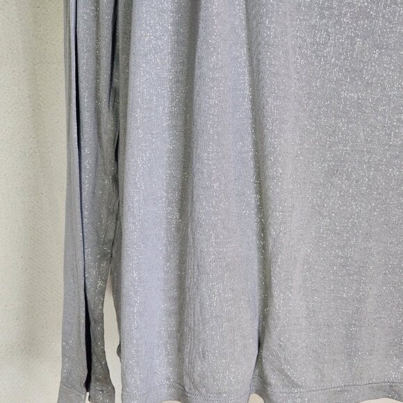 Chico's Gray Silver Sparkle Scoop Neck LS Pull Over Rayon Blouse Chico 3 US XL - Picture 5 of 16